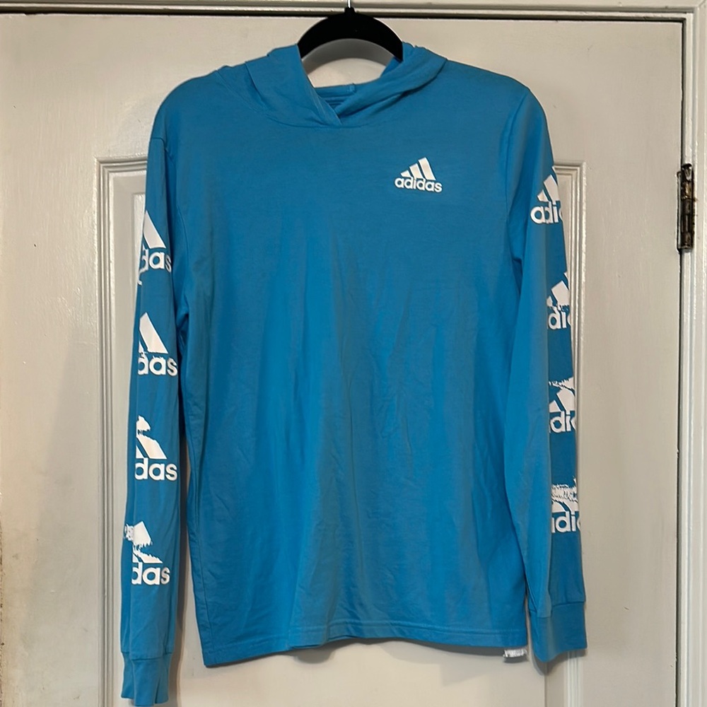 adidas Blue Long Sleeve Kids hooded Tee